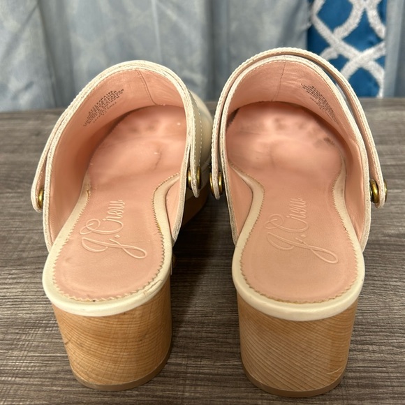 J. Crew Convertible Leather Studded Clogs Wood Slingback in Dusty Ivory 8.5 - Picture 6 of 17